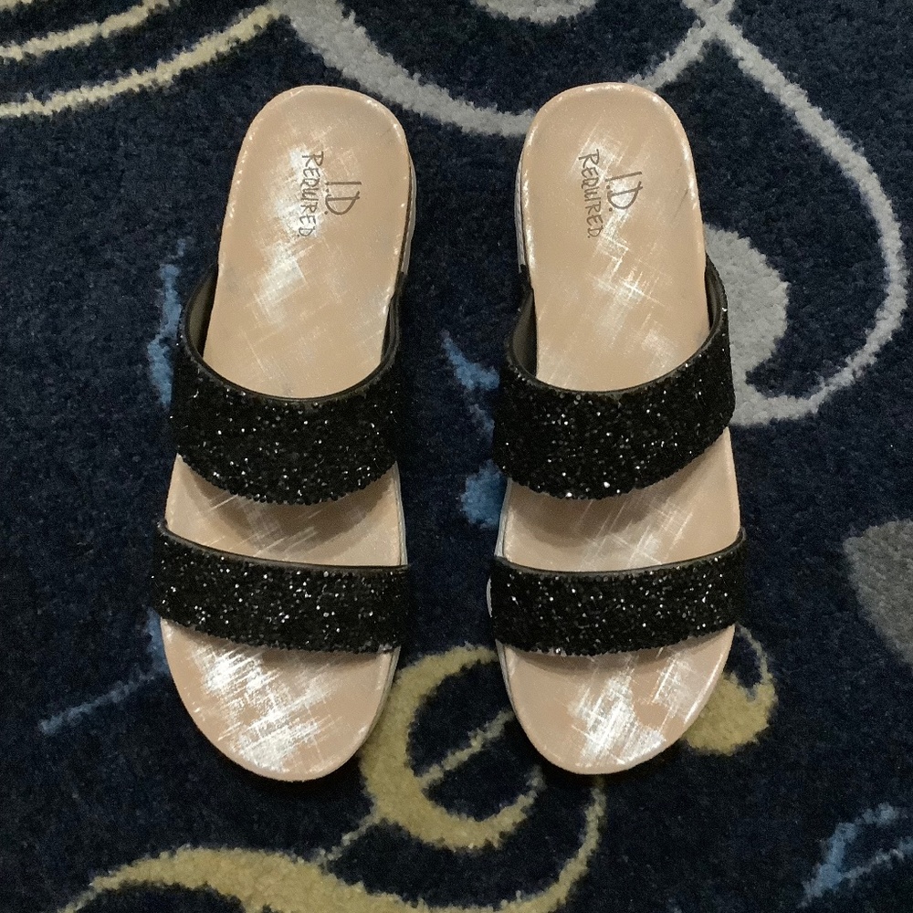 ID Required Black Sequin Sandals